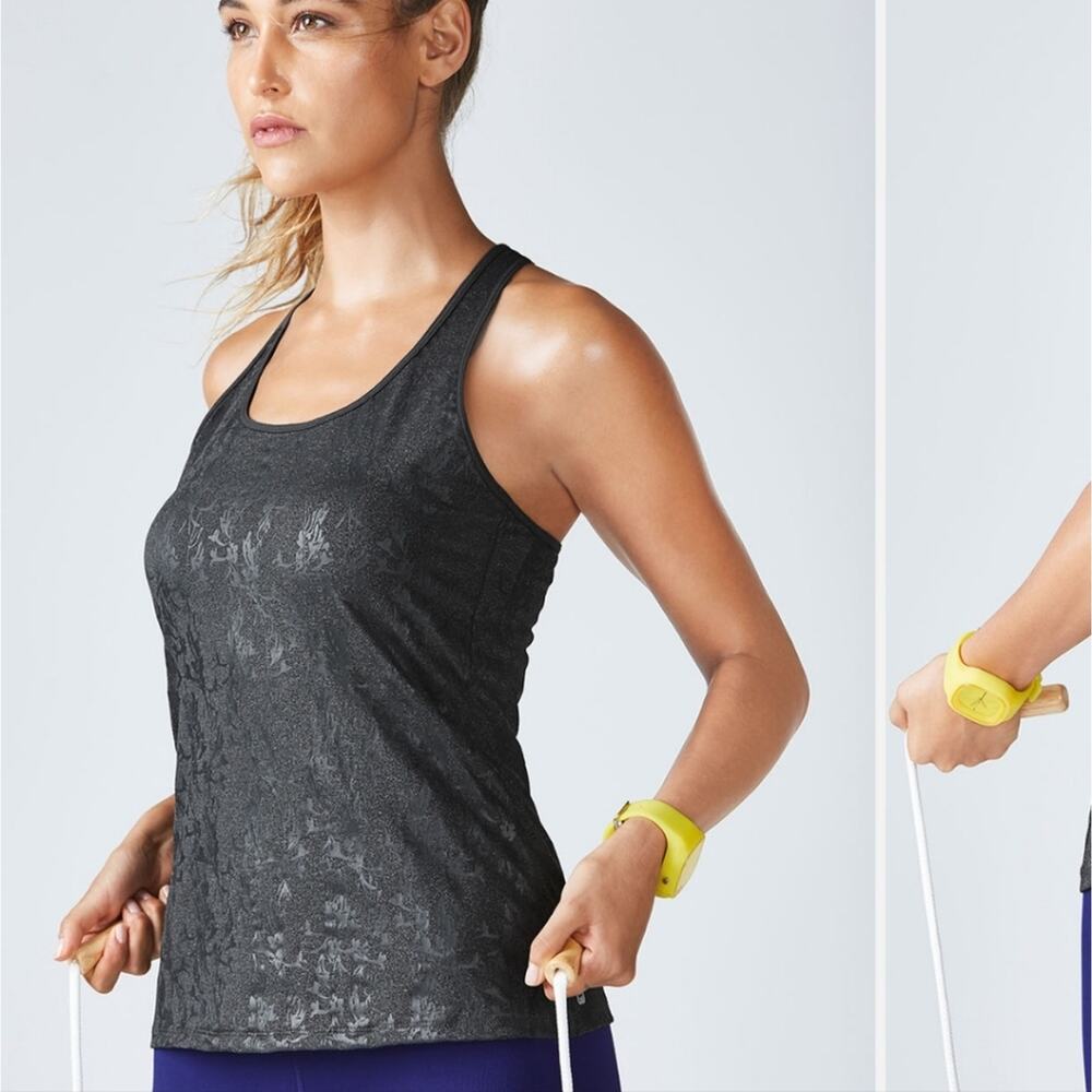 Fabletics Eiffel Tank Charcoal Heather Print Racerback Tank Top Size XL  NWT